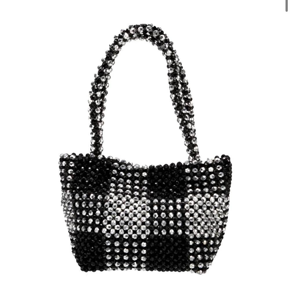 Loeffler Randall Black and Silver Beaded Shoulder Bag